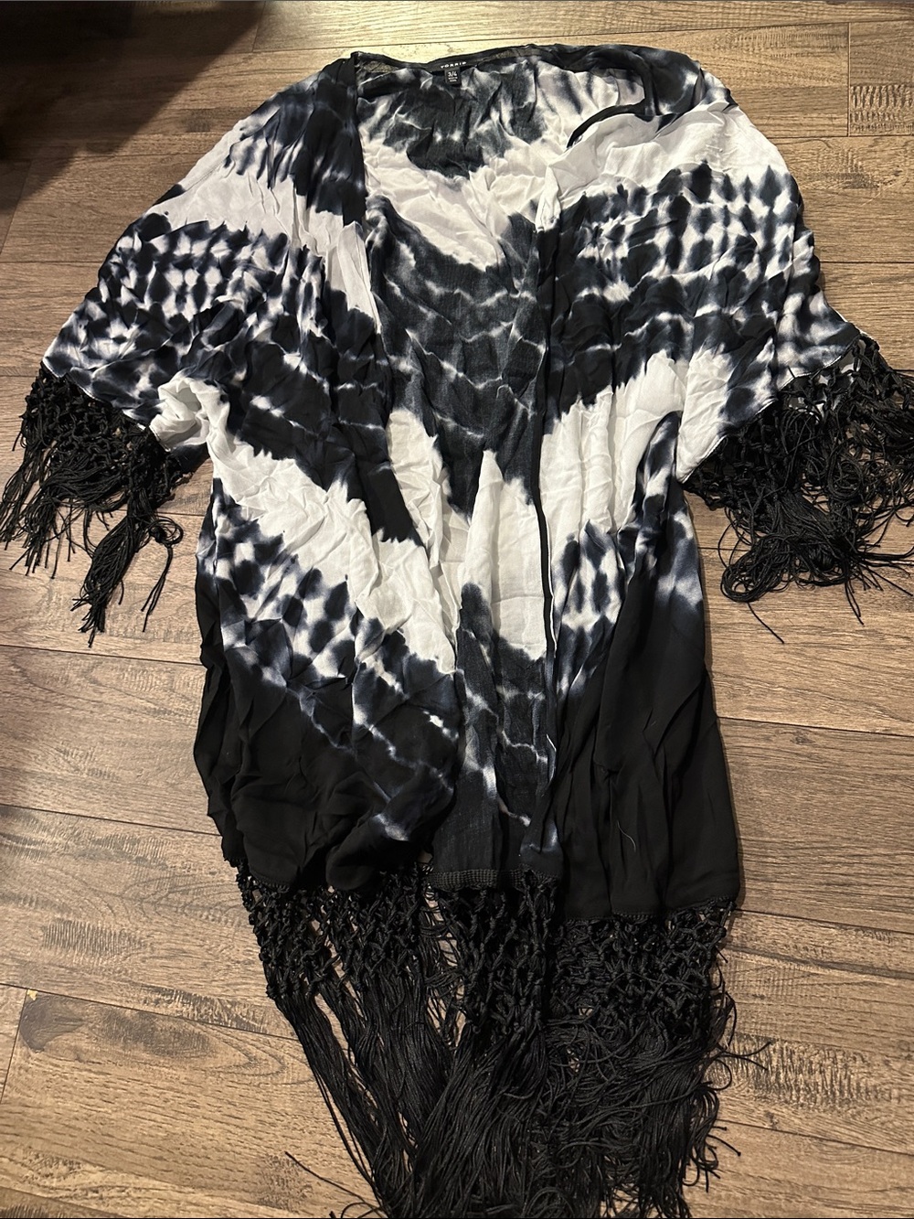 torrid Black and White Tie-Dye Open Kimono